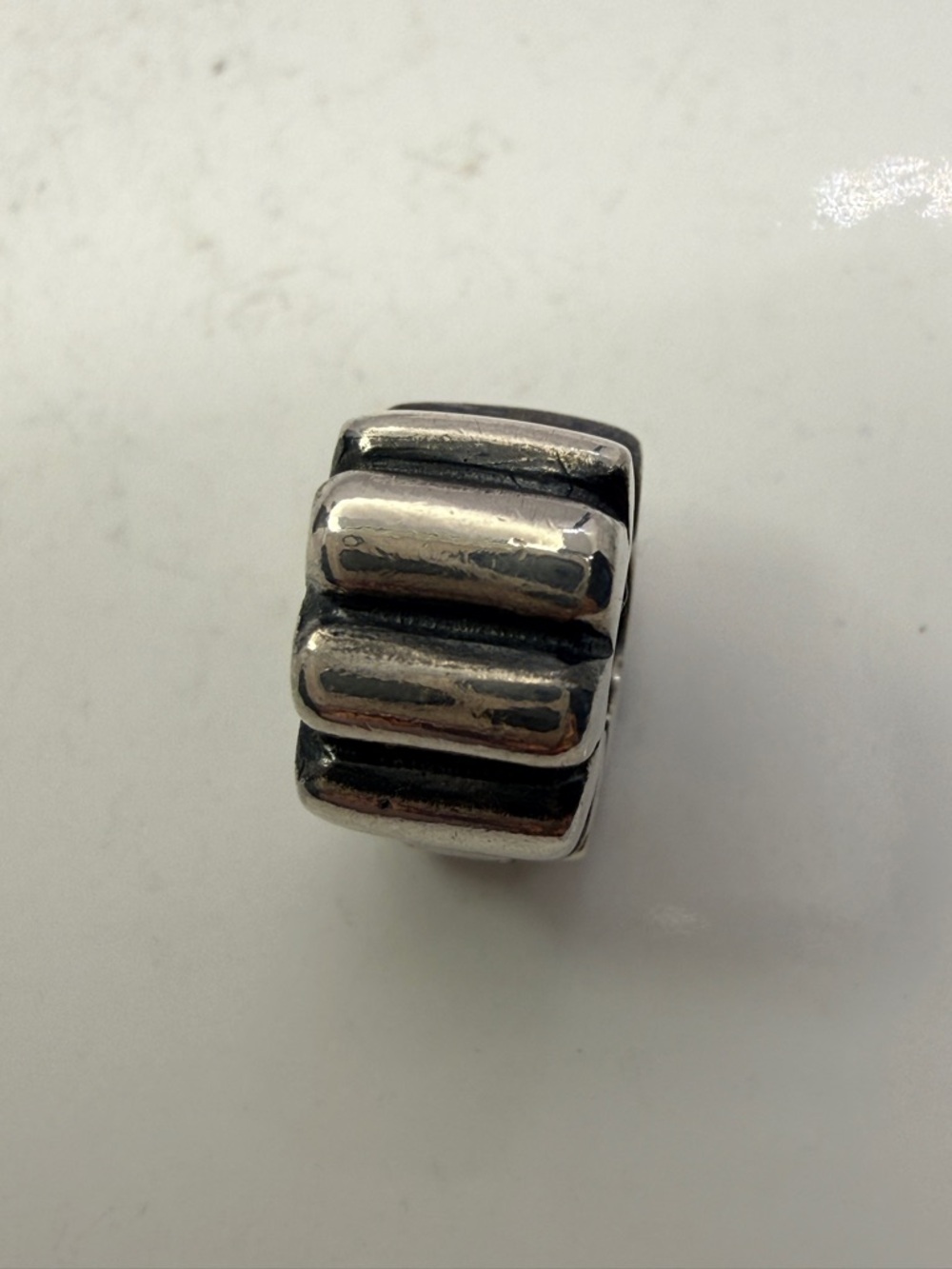 Pandora Ribbed Clip Charm 925 ALE Sterling Silver Spacer Stopper